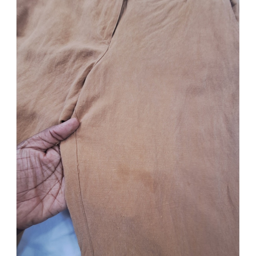 Tommy Bahama Silk Linen Cargo Pants Womens 8 Tan Brown Wide Leg Utility Trousers - Picture 7 of 9